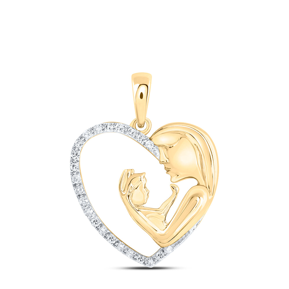 1/10CTW-DIA NK MOM HEART PENDANT