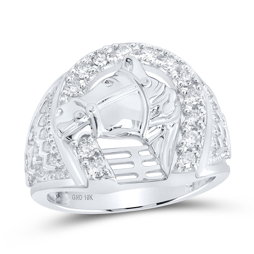 1/2CTW-DIA NK HORSESHOE MENS RING