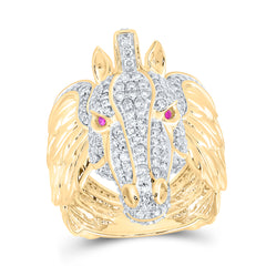 2CTW-DIA NK HORSE FACE MENS RING