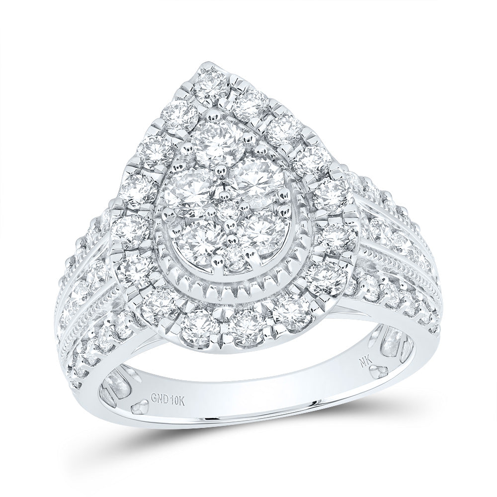 10K White Gold 2 CTW-Natural Diamond Fashion Ring 7.54 Gram