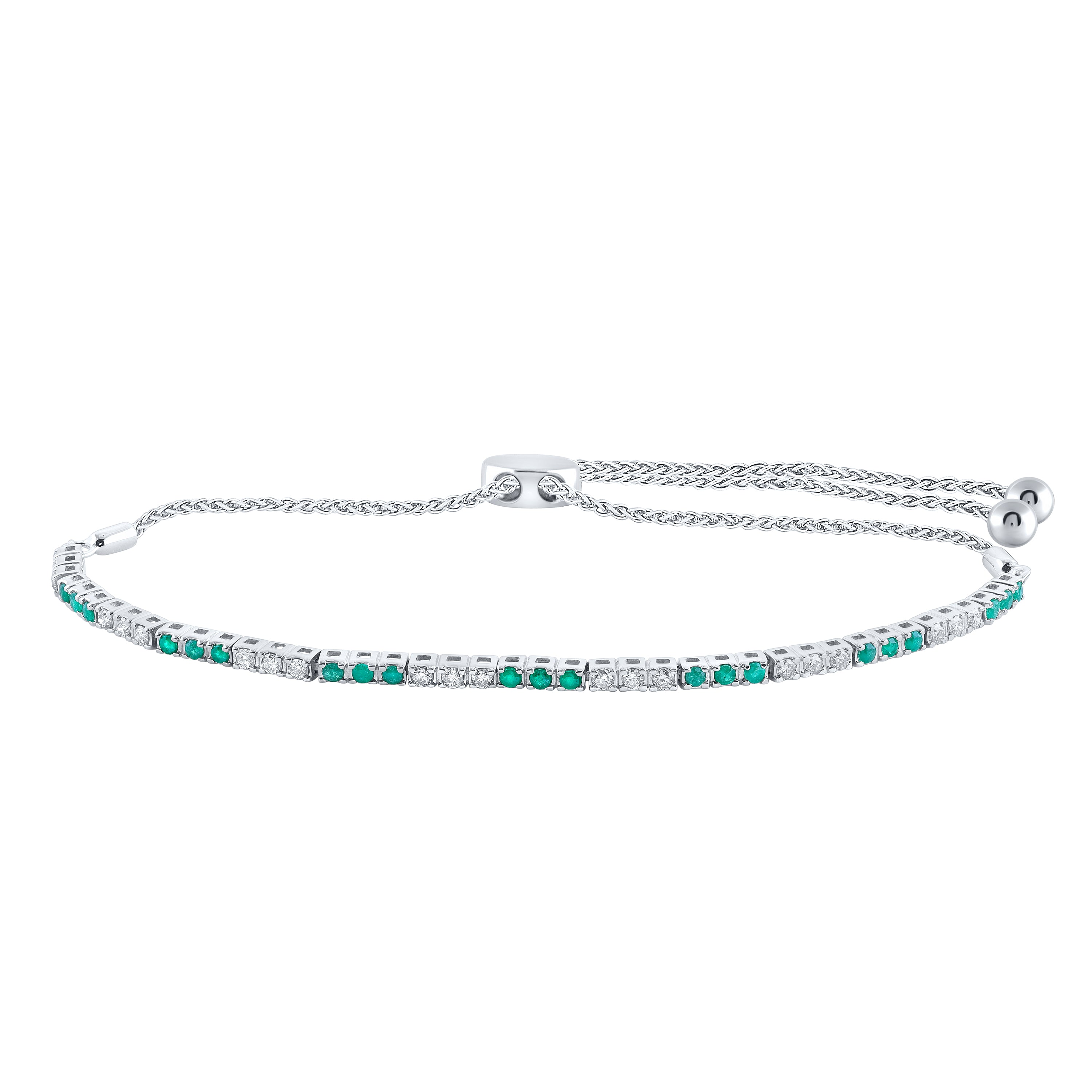 1/2CTW-DIA NK 1/2CT-EME BOLO BRACELET(9 INCH)