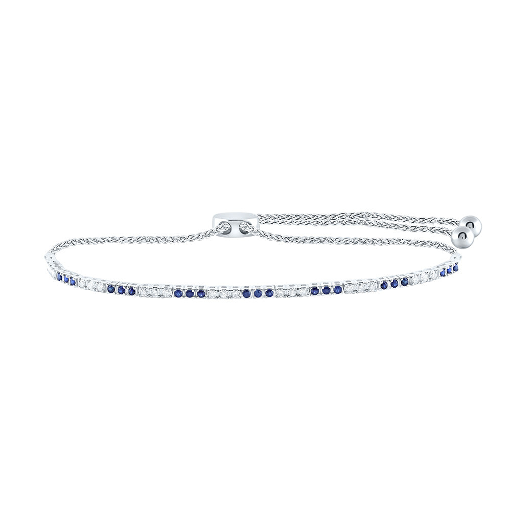 14K White Gold 1/2 CTW-Natural Diamond 1/2 Ct-Sapp Bolo Bracelet(9 Inch ) 3.15 Gram