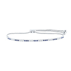 14K White Gold 1/2 CTW-Natural Diamond 1/2 Ct-Sapp Bolo Bracelet(9 Inch ) 3.15 Gram
