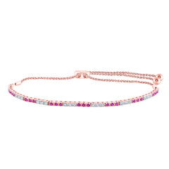 1/2CTW-DIA NK 1/2CT-RUBY BOLO BRACELET(9 INCH)