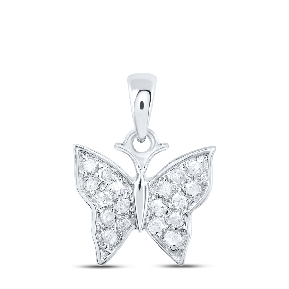 10K White Gold 1/20 CTW-Natural Diamond Gift Heart Pendant 0.3 Gram