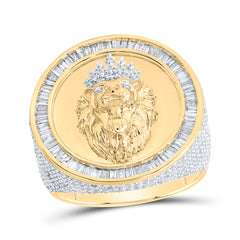 2 3/8 CTW-DIA NK LION FACE MENS RING