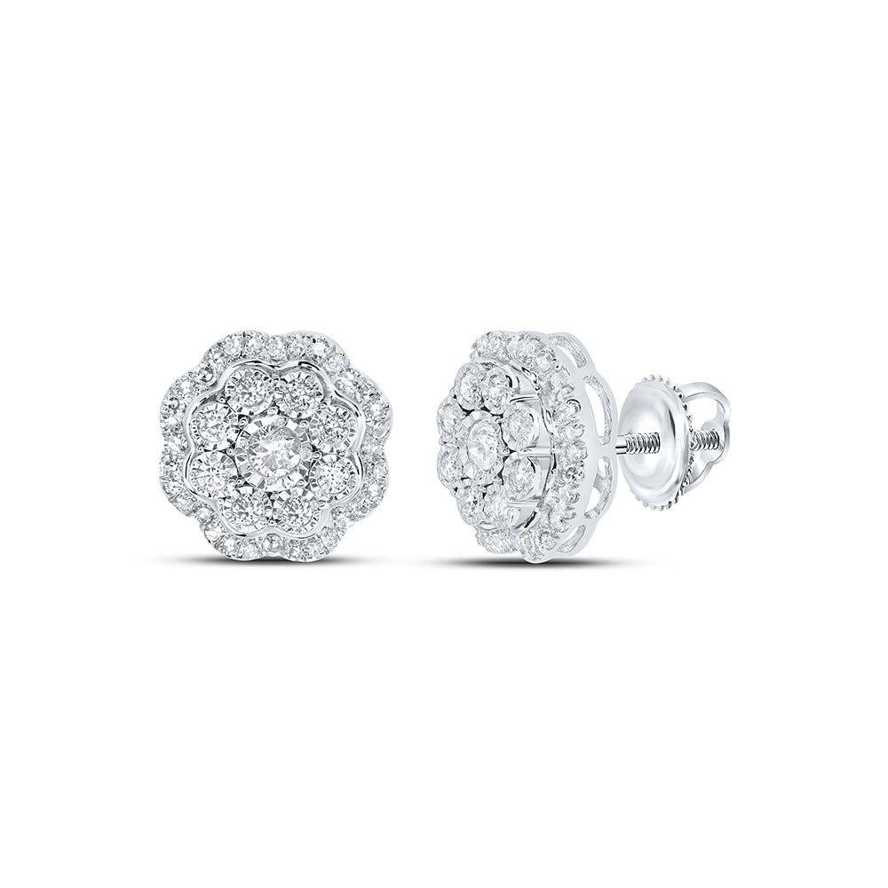 1/2CTW-DIA NK FLOWER EARRING
