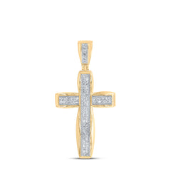 10K Yellow Gold 1/3 CTW-Natural Diamond Cross Pendant 2.73 Gram