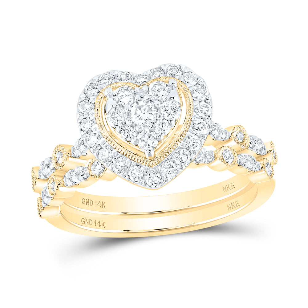 5/8CTW-DIA NKE HEART BRIDAL SET