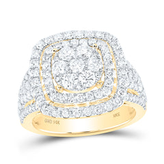 14K Yellow Gold 2 CTW-Natural Diamond E Cushion Ring 7.12 Gram