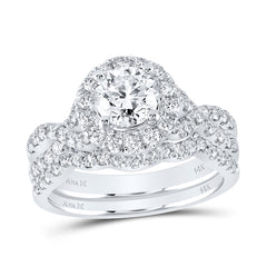 2 CTW-DIA ANA M 1CT-CRD BRIDAL SET 1 HALO