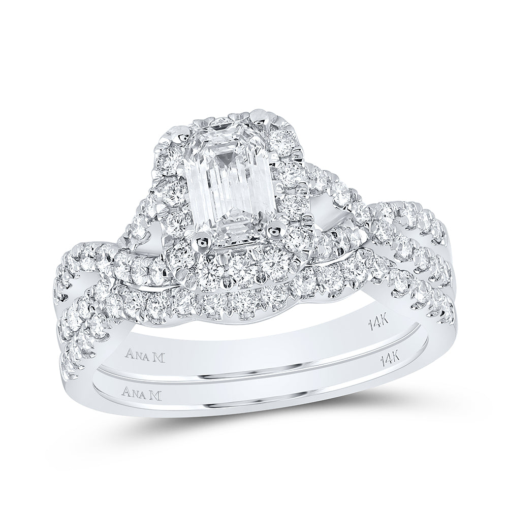 1 1/2CTW-DIA ANA M 3/4CT-CEME BRIDAL SET 1 HALO