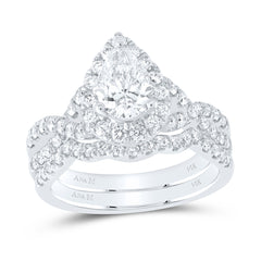 2 CTW-DIA ANA M 1CT-CPEAR BRIDAL SET 1 HALO