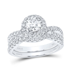 1 1/2CTW-DIA ANA M 3/4CT-CRD BRIDAL SET 1 HALO