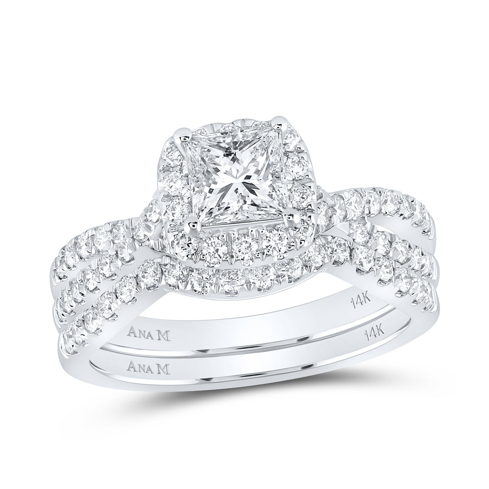 1 1/2CTW-DIA ANA M  3/4CT-CPR BRIDAL SET 1 HALO