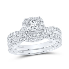 1 1/2CTW-DIA ANA M  3/4CT-CPR BRIDAL SET 1 HALO