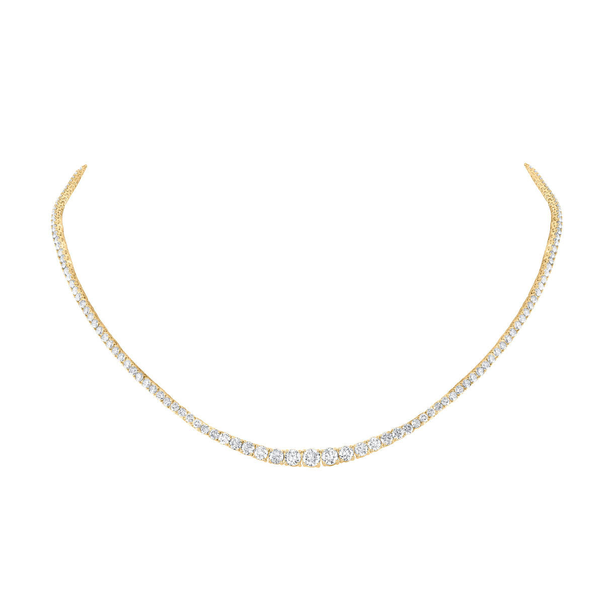 14K Yellow Gold 7 1/5 CTW-Natural Diamond Necklace (16 Inch ) 11.96 Gram