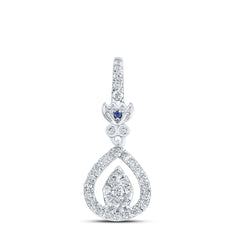 14K White Gold 1/4 CTW-Natural Diamond Pendant 1.22 Gram