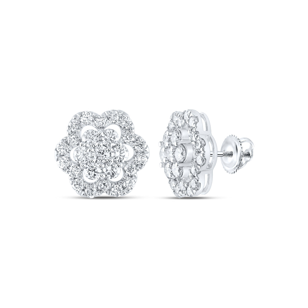 2CTW-DIA NK FASHION FLOWER EARRING