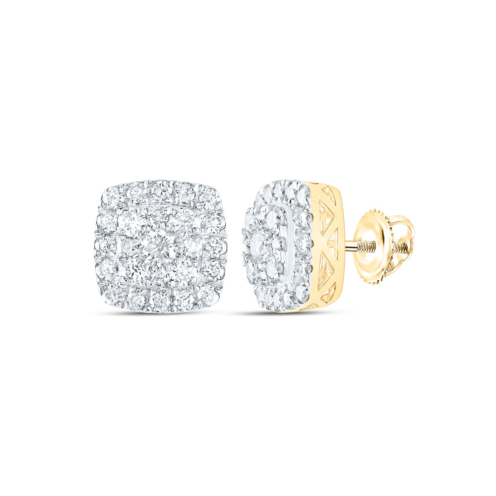 10K Yellow Gold 1 CTW-Natural Diamond Fashion Cushion Earring 2.71 Gram