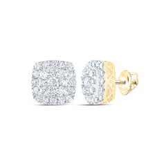 10K Yellow Gold 1 CTW-Natural Diamond Fashion Cushion Earring 2.71 Gram