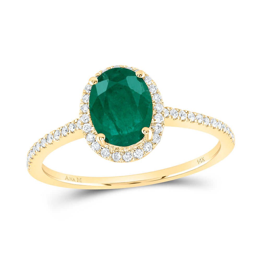 1/5CTW-DIA ANA M 8X6MM-EME NAT GEM RING