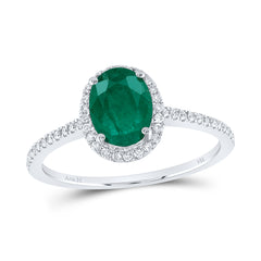 1/5CTW-DIA ANA M 8X6MM-EME NAT GEM RING