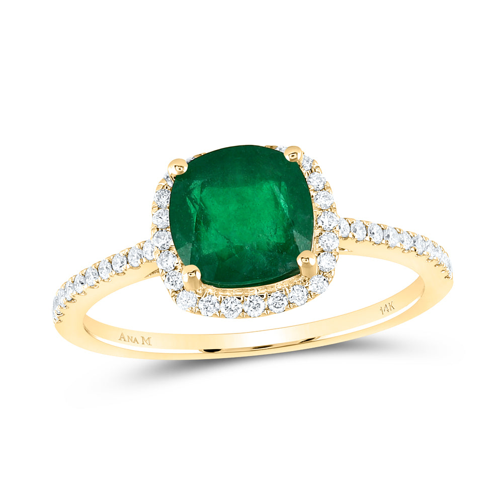 1/5CTW-DIA ANA M 7 MM-EME NAT GEM RING