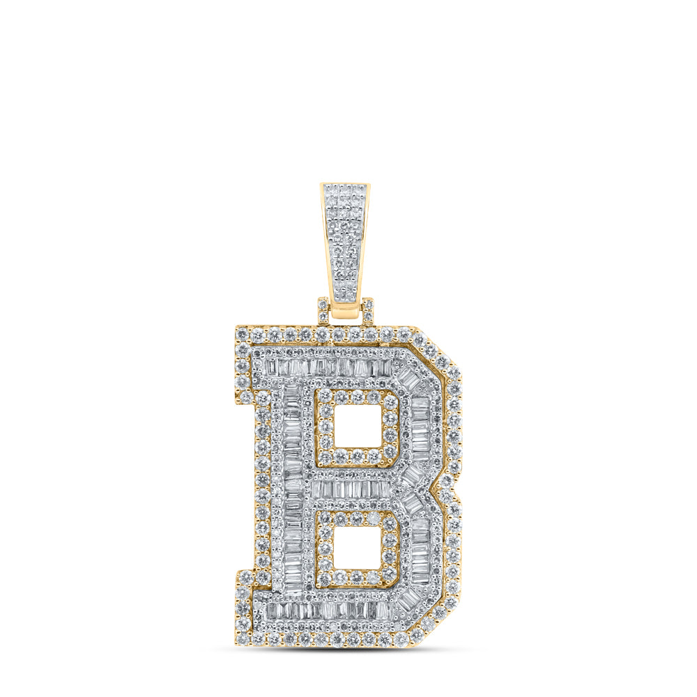 10K Yellow Gold 3 1/3 CTW-Natural Diamond Mens Initial "B" Pendant 13.53 Gram