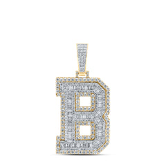 10K Yellow Gold 3 1/3 CTW-Natural Diamond Mens Initial "B" Pendant 13.53 Gram