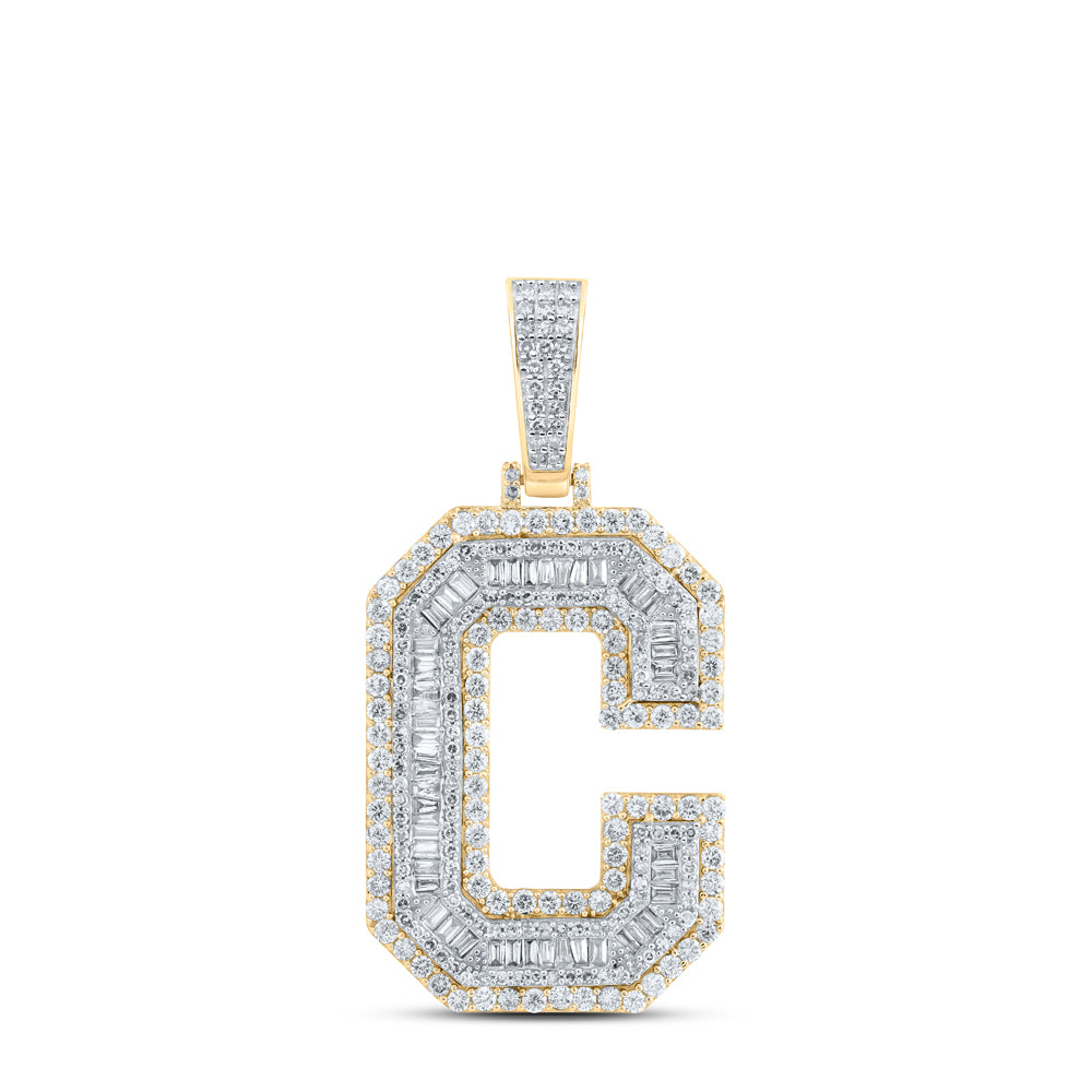 2 7/8CTW-DIA NK MENS INITIAL "C" PENDANT