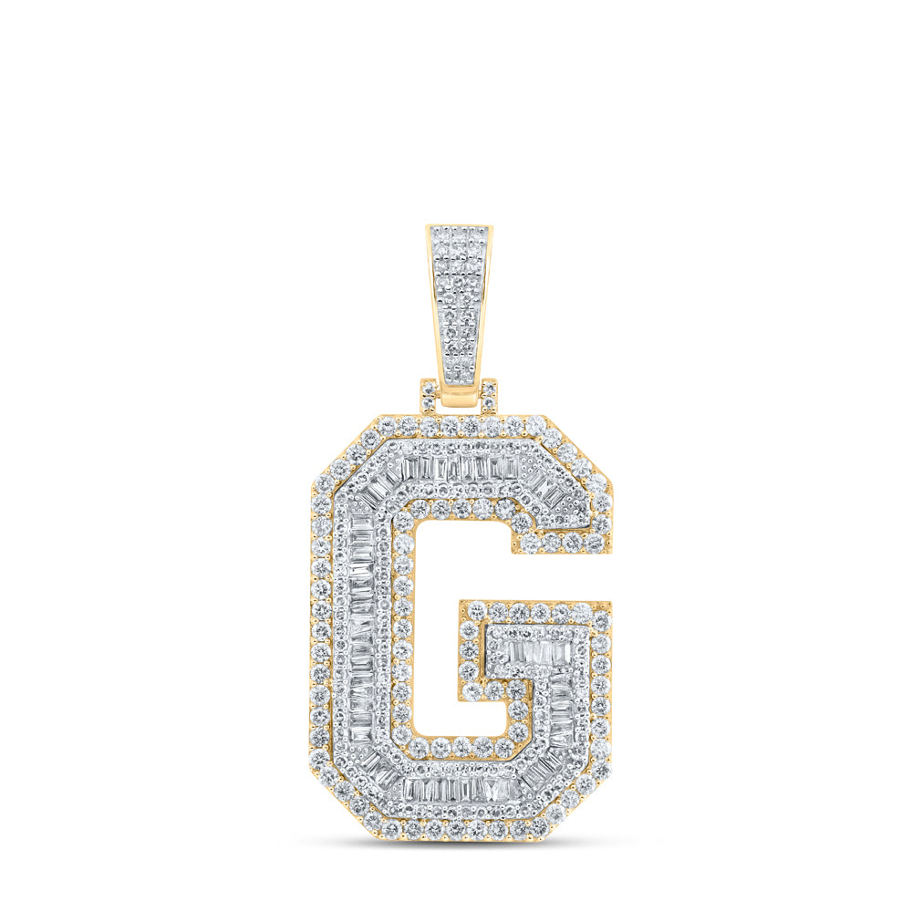 10K Yellow Gold 3 CTW-Natural Diamond Mens Initial "G" Pendant 12.24 Gram