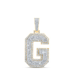 10K Yellow Gold 3 CTW-Natural Diamond Mens Initial "G" Pendant 12.24 Gram