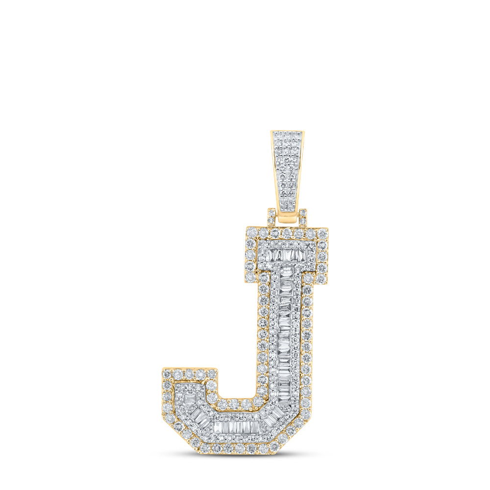 2CTW-DIA NK MENS INITIAL "J" PENDANT