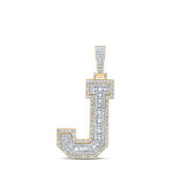 2CTW-DIA NK MENS INITIAL "J" PENDANT
