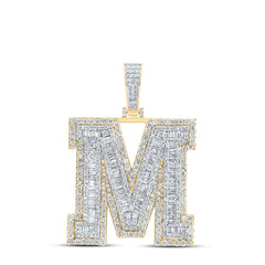 4 3/8CTW-DIA NK MENS INITIAL "M" PENDANT