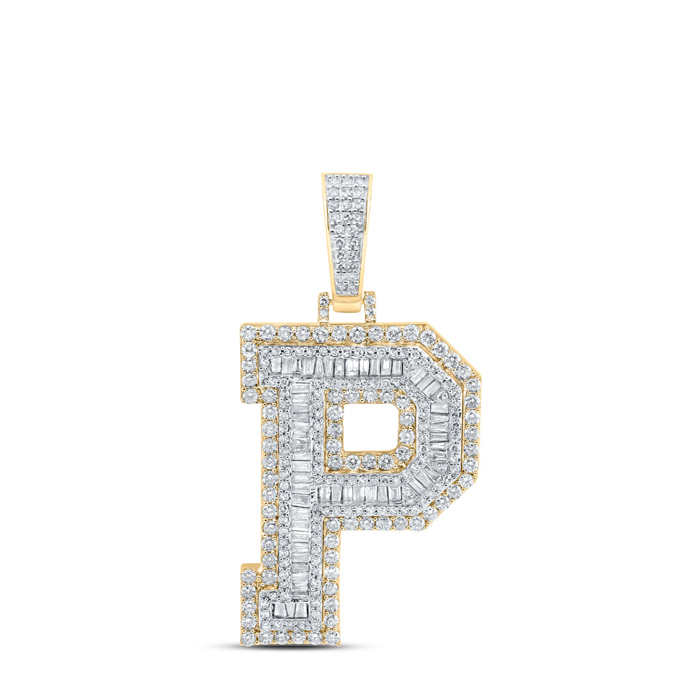 2 5/8CTW-DIA NK MENS INITIAL "P" PENDANT