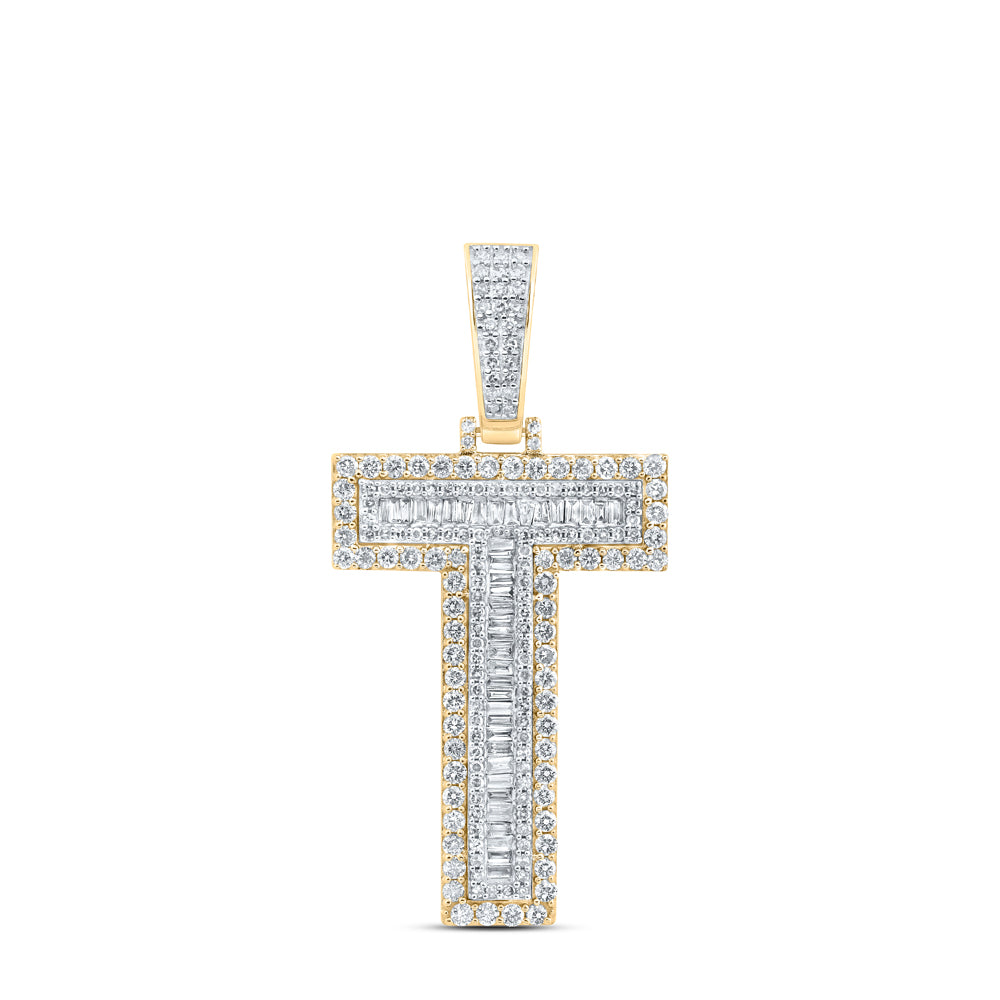 2CTW-DIA NK MENS INITIAL "T" PENDANT