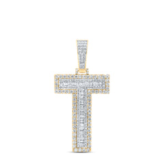 2CTW-DIA NK MENS INITIAL "T" PENDANT