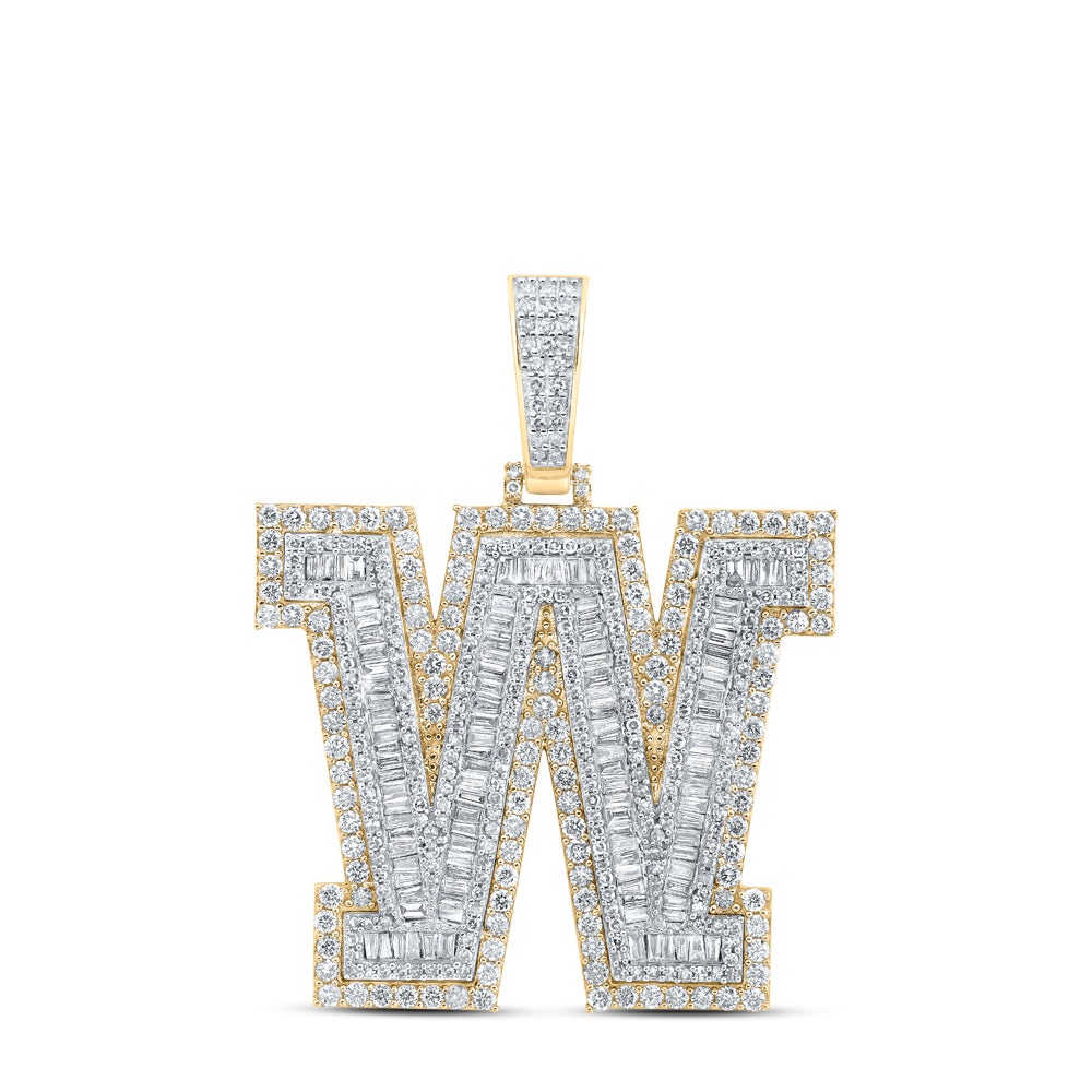 10K Yellow Gold 4 5/8 CTW-Natural Diamond Mens Initial "W" Pendant 16.68 Gram