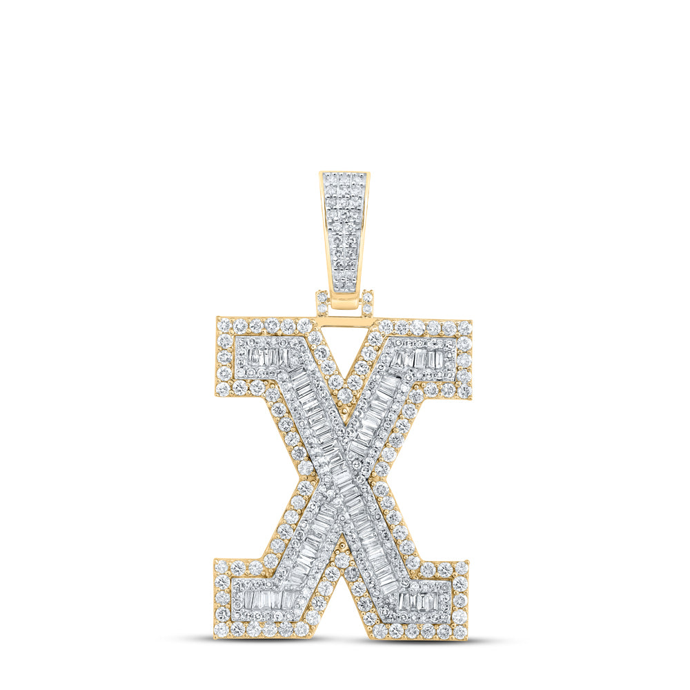 10K Yellow Gold 3 CTW-Natural Diamond Mens Initial "X" Pendant 12.53 Gram