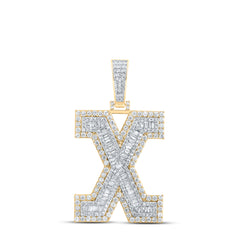 10K Yellow Gold 3 CTW-Natural Diamond Mens Initial "X" Pendant 12.53 Gram