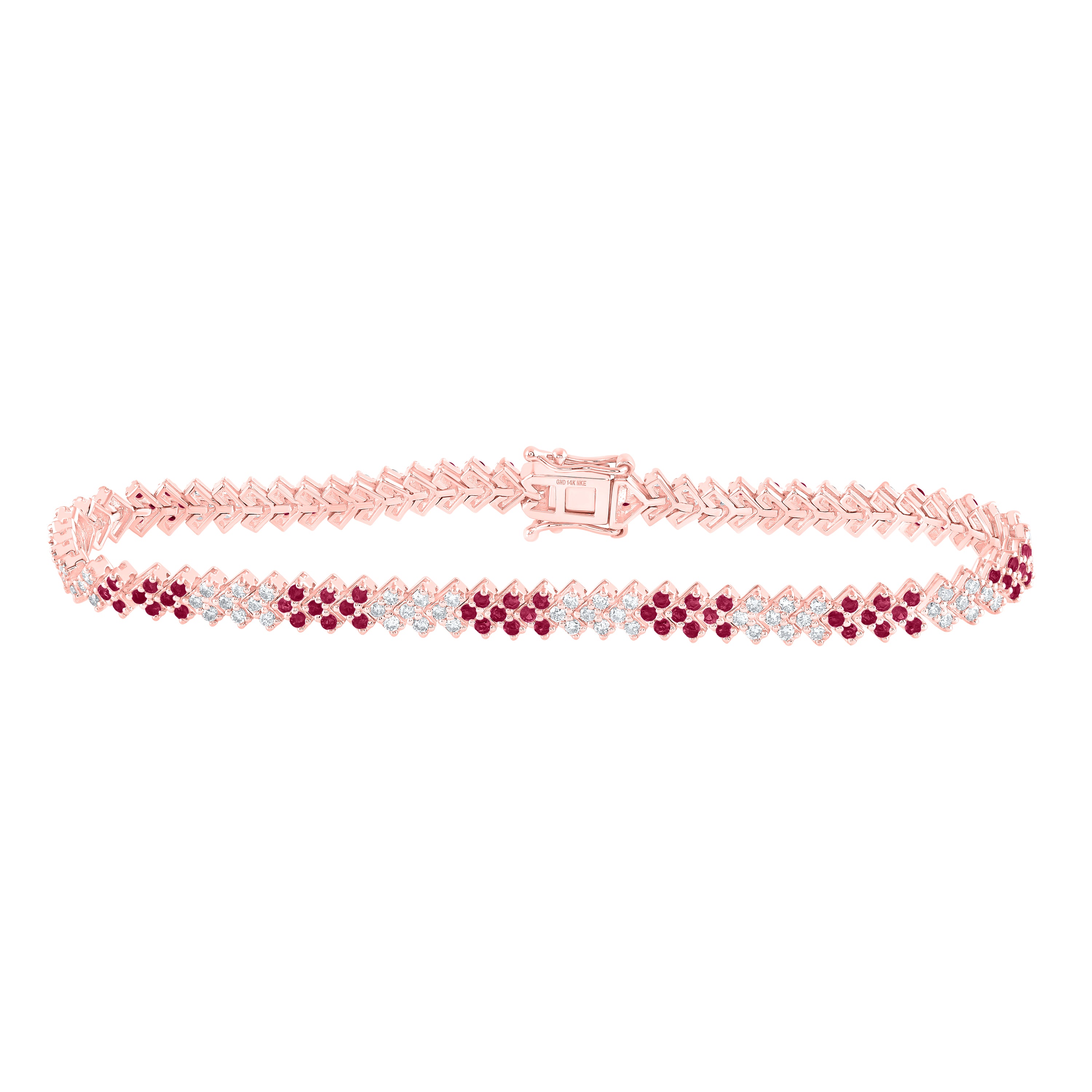 1 1/3CTW-DIA NKE 1 3/8CTW-RUBY NATURAL GEM BRACELET (7 INCH)