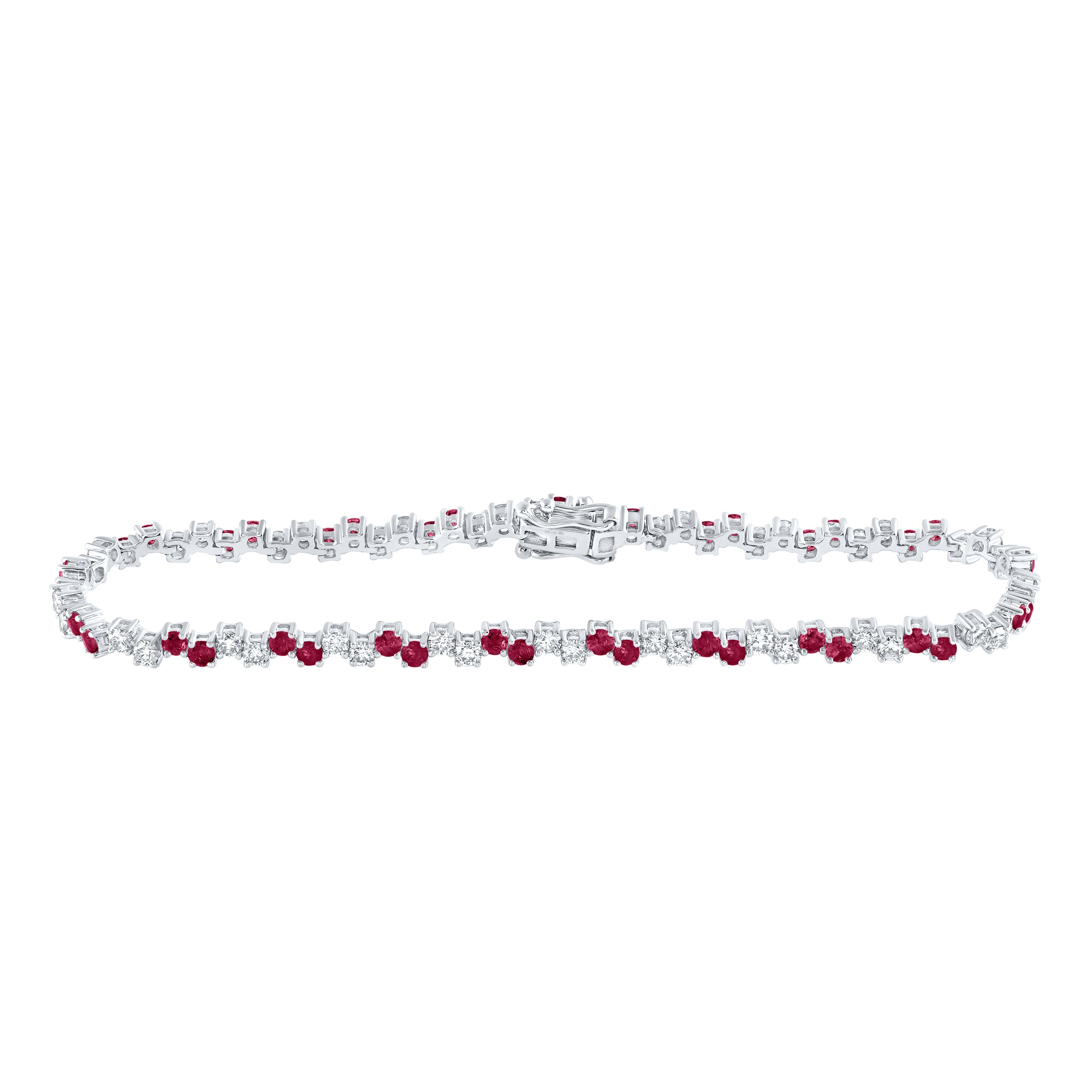 1 3/4CTW-DIA NKE 2CTW-RUBY NATURAL GEM BRACELET (7 INCH)