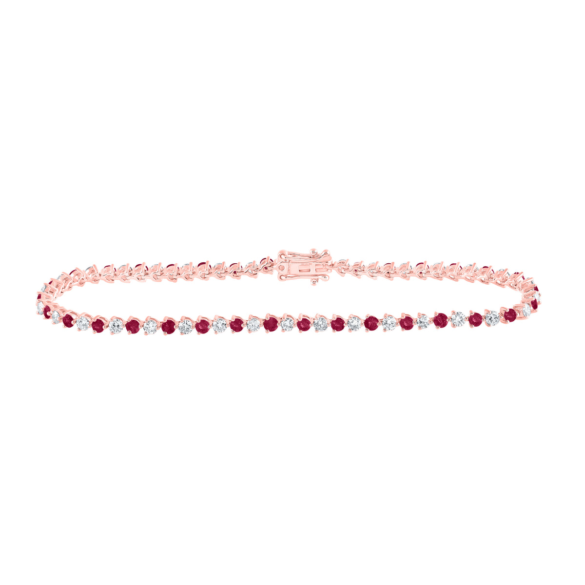 1 1/3CTW-DIA NKE 2 CTW-RUBY NATURAL GEM BRACELET (7 INCH)