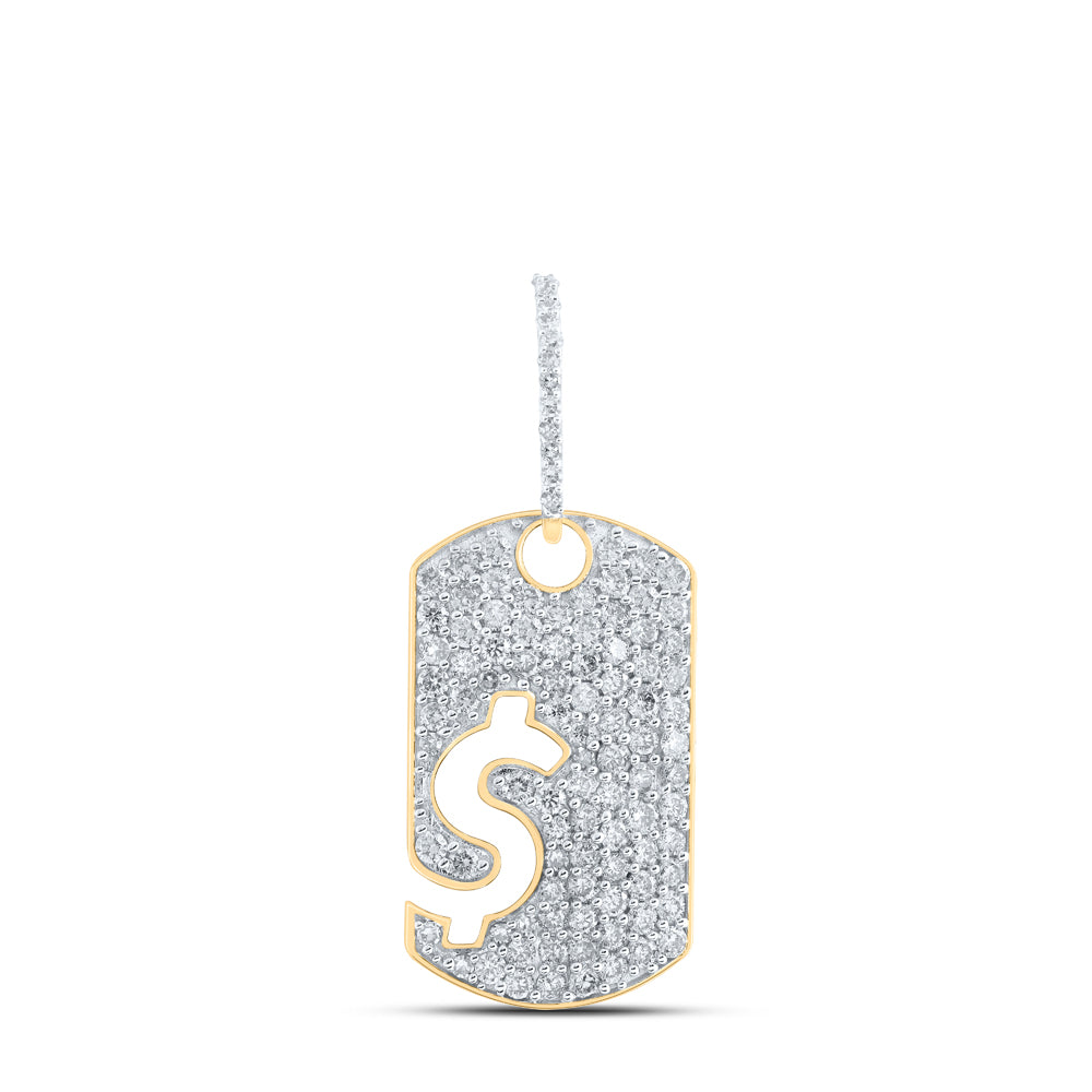 1 1/3CTW-DIA NK DOG TAG MEN CHARM