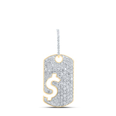 1 1/3CTW-DIA NK DOG TAG MEN CHARM