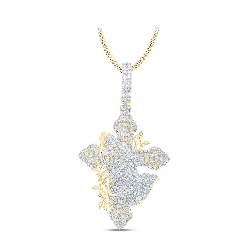 2 CTW-DIA NK ÃPRAYING HANDS CROSSÄ MENS CHARM