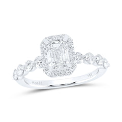 1 3/4 CTW-DIA ANA M 1CT-EME SINGLE HALO ENGAGEMENT RING