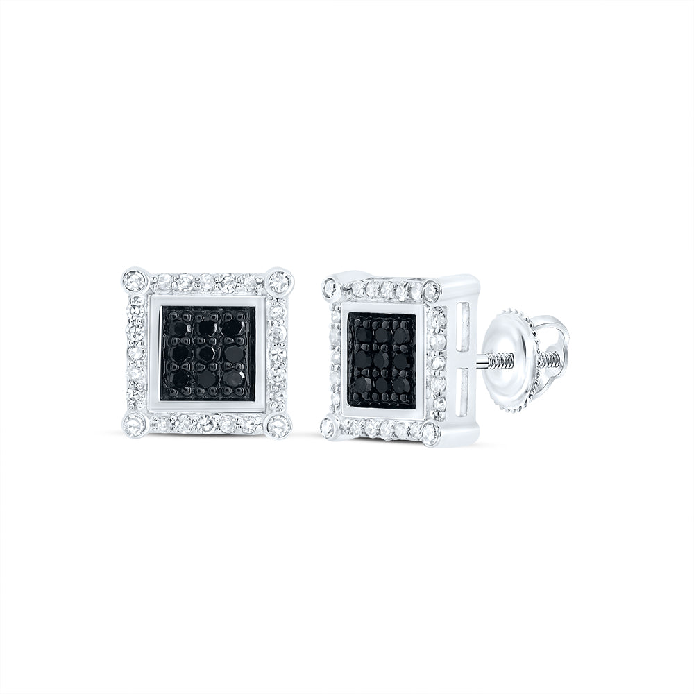 10K White Gold 1/4 CTW-Natural Diamond Square Earring 1.74 Gram